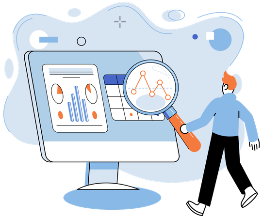 Businessman analysing business data  Illustration