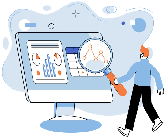 Businessman analysing business data  Illustration