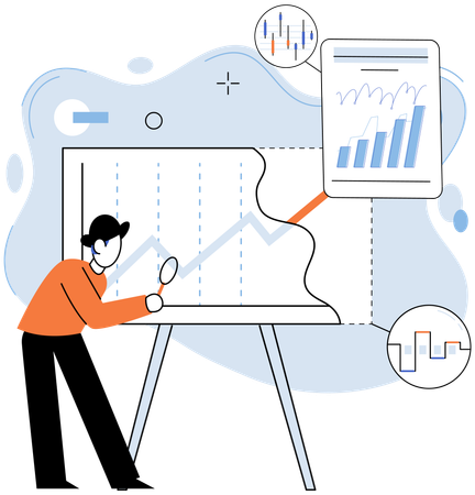 Businessman analysing business data  Illustration