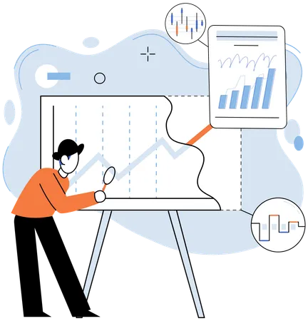 Businessman analysing business data  Illustration