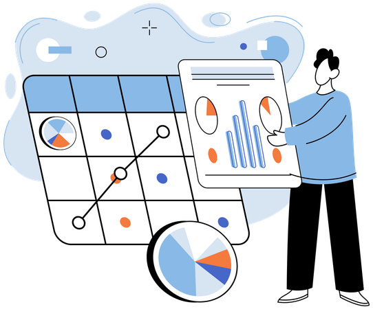 Businessman analysing business data  Illustration