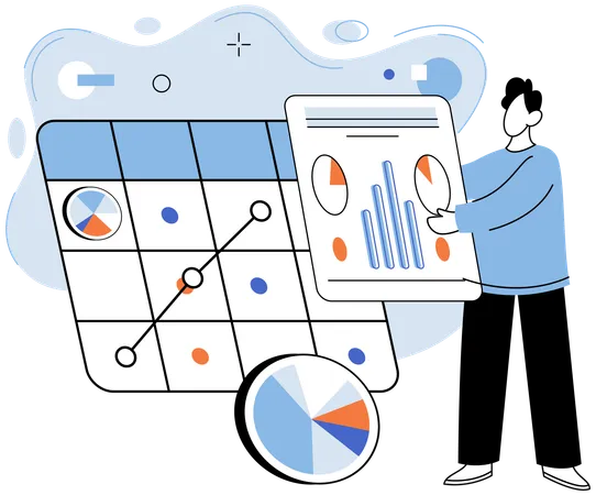 Businessman analysing business data  Illustration