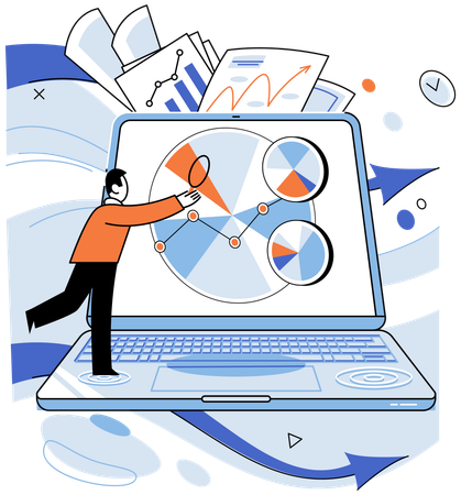 Businessman analysing business data  Illustration