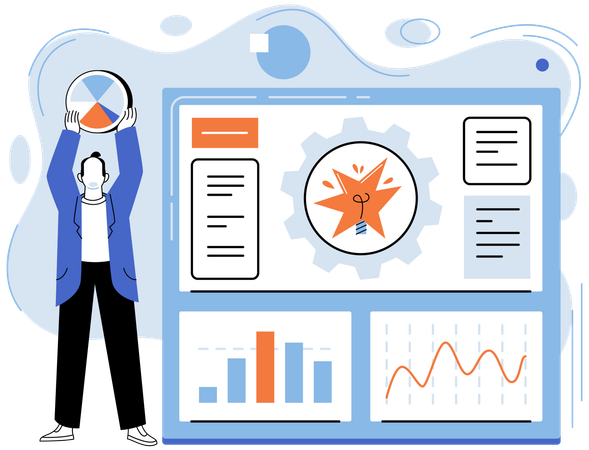 Businessman analysing business data  Illustration