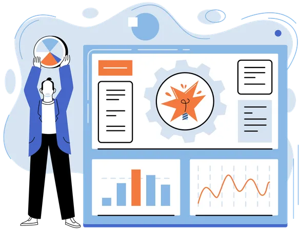 Businessman analysing business data  Illustration