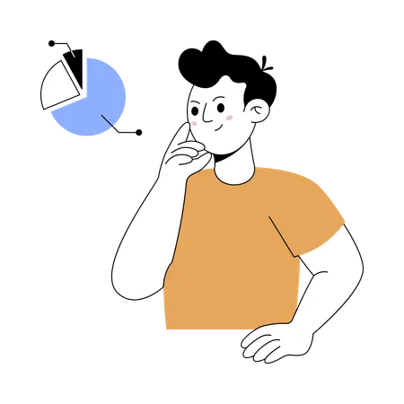 Businessman analysing business diagram  Illustration