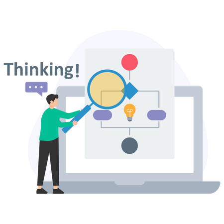 Businessman analysing business flow chart  Illustration