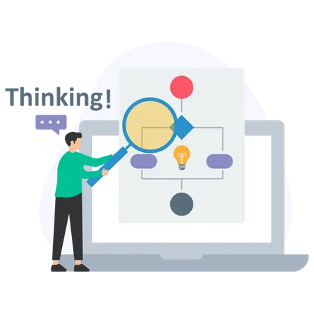 Businessman analysing business flow chart  Illustration