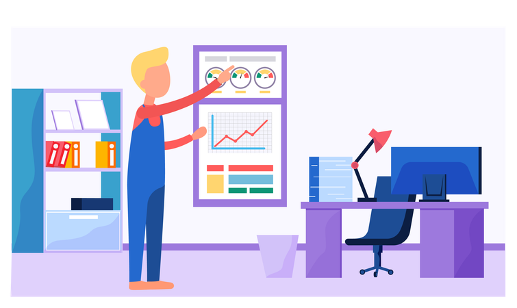Businessman analysing business graph  Illustration