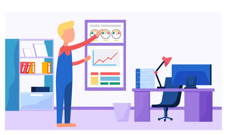 Businessman analysing business graph  Illustration