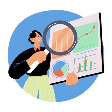 Businessman analysing business graph  Illustration