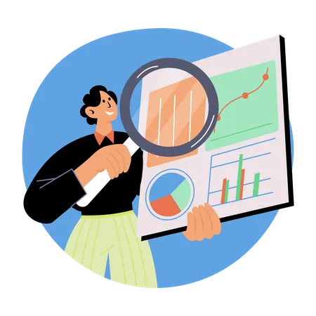 Businessman analysing business graph  Illustration