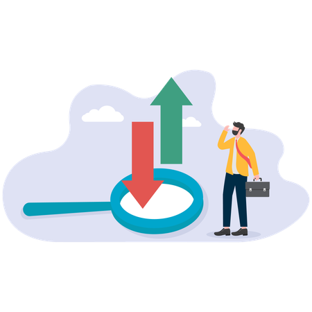 Businessman analysing business graph  Illustration