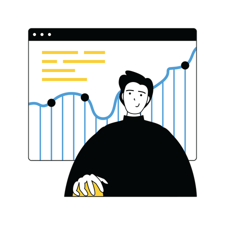 Businessman analysing business graph  Illustration