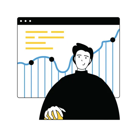 Businessman analysing business graph  Illustration