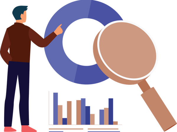 Businessman analysing business intelligence  Illustration