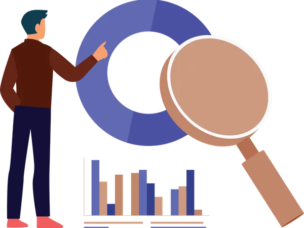 Businessman analysing business intelligence  Illustration