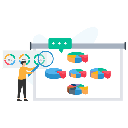 Businessman analysing business pie chart  Illustration