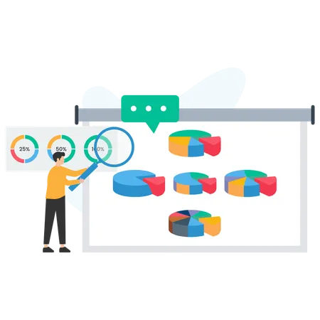 Businessman analysing business pie chart  Illustration