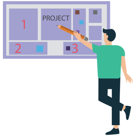 Businessman analysing business project  Illustration