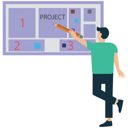 Businessman analysing business project  Illustration