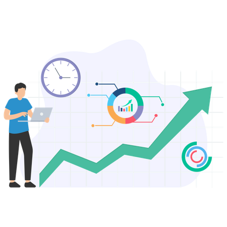 Businessman analysing business report  Illustration