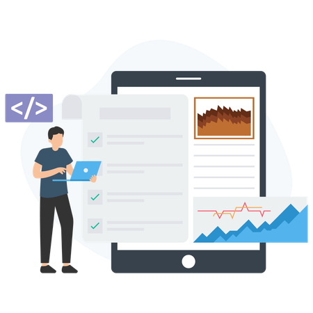 Businessman analysing business sales report  Illustration