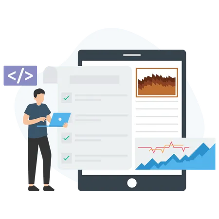 Businessman analysing business sales report  Illustration