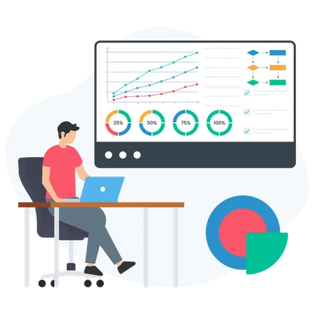 Businessman analysing company sales Dashboard  Illustration