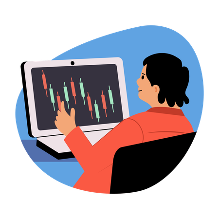 Businessman analysing crypto market  Illustration