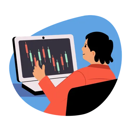 Businessman analysing crypto market  Illustration