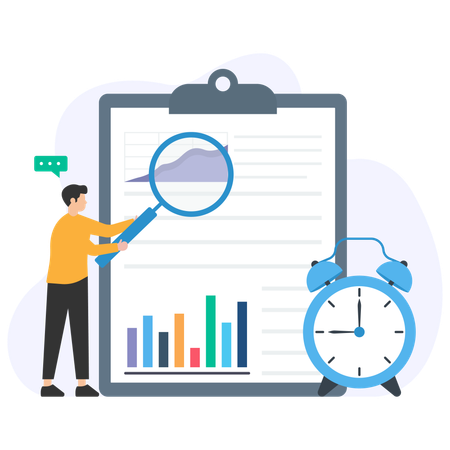 Businessman analysing data chart  Illustration