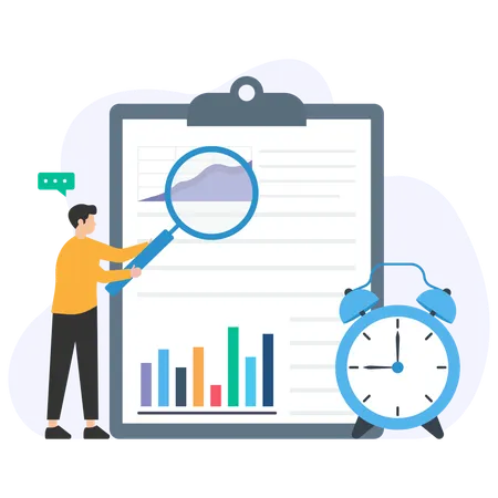 Businessman analysing data chart  Illustration