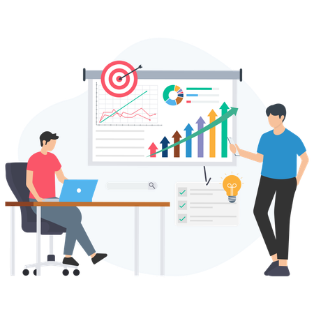 Businessman analysing data  Illustration