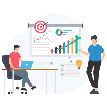 Businessman analysing data  Illustration