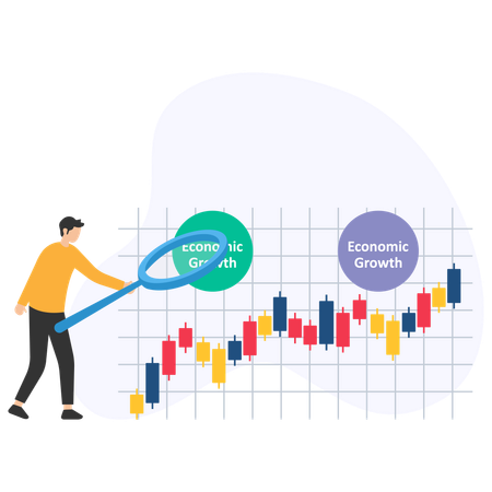 Businessman analysing economic growth  Illustration