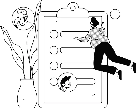 Businessman  analysing employee's profile  Illustration
