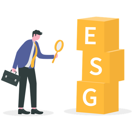 Businessman analysing esg data  Illustration