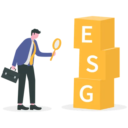 Businessman analysing esg data  Illustration