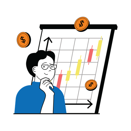 Businessman analysing finance graph  Illustration
