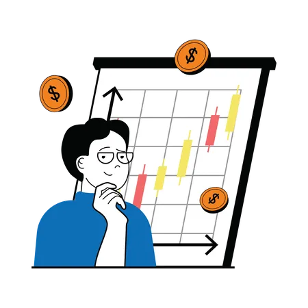 Businessman analysing finance graph  Illustration