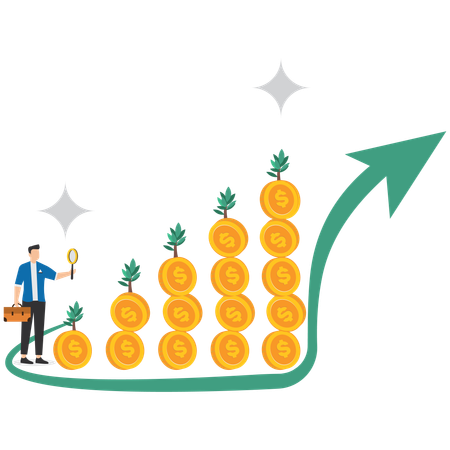 Businessman analysing financial investment  Illustration