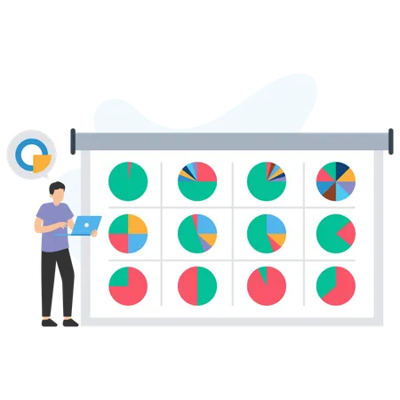 Businessman analysing financial market  Illustration