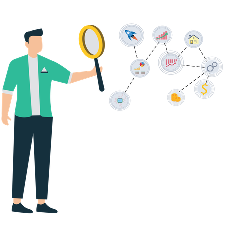 Businessman analysing financial strategy  Illustration