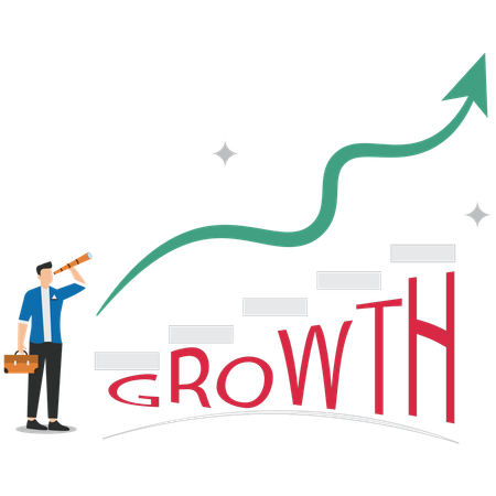 Businessman analysing growth chart  Illustration