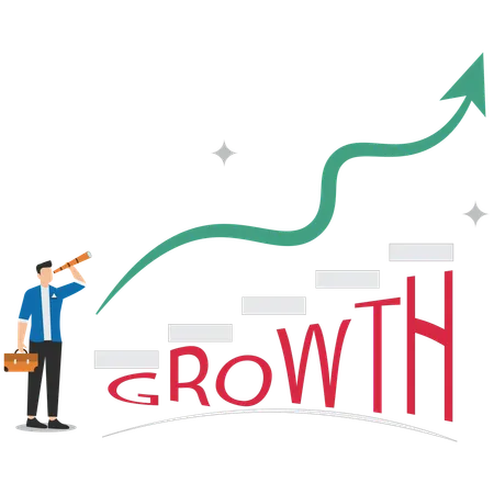 Businessman analysing growth chart  Illustration