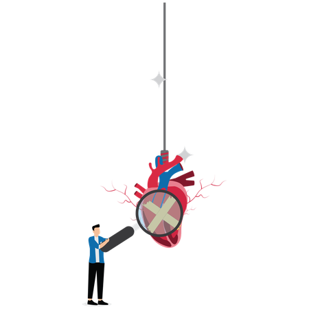 Businessman analysing heart  Illustration