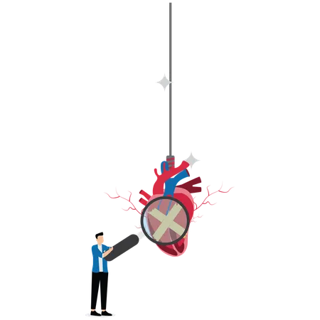 Businessman analysing heart  Illustration