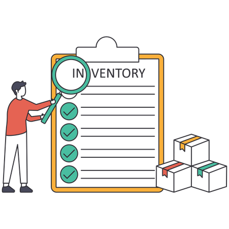 Businessman analysing inventory list  Illustration