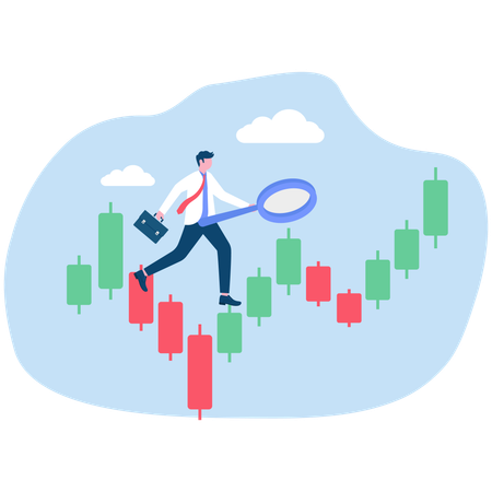 Businessman analysing investment profit  Illustration